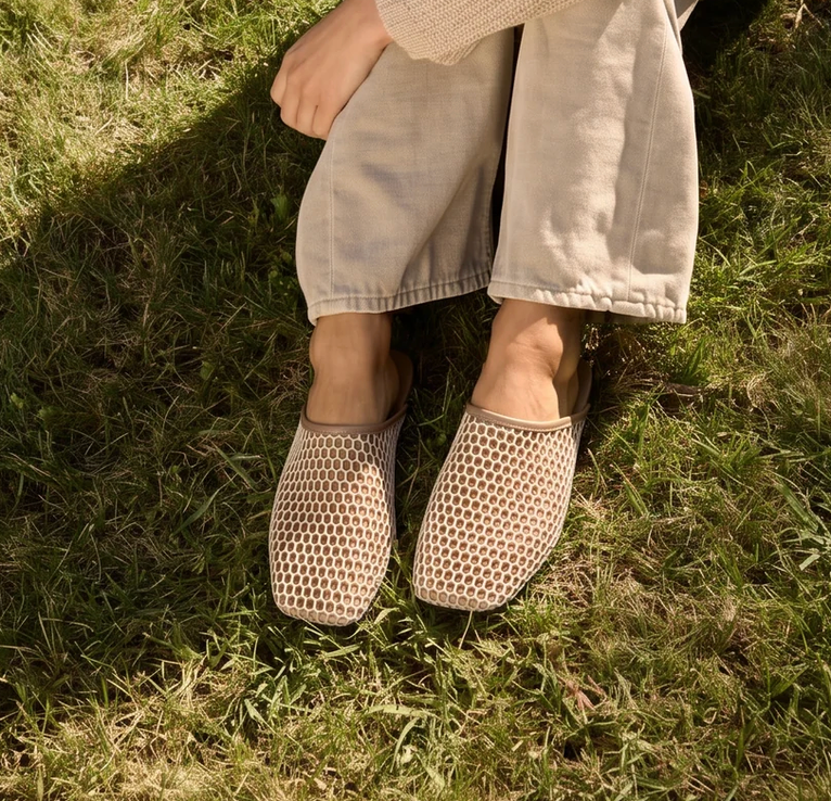 Mesh Baboosh Mule in Cream-Footwear-ROAM-Cream-6-Mercantile Portland
