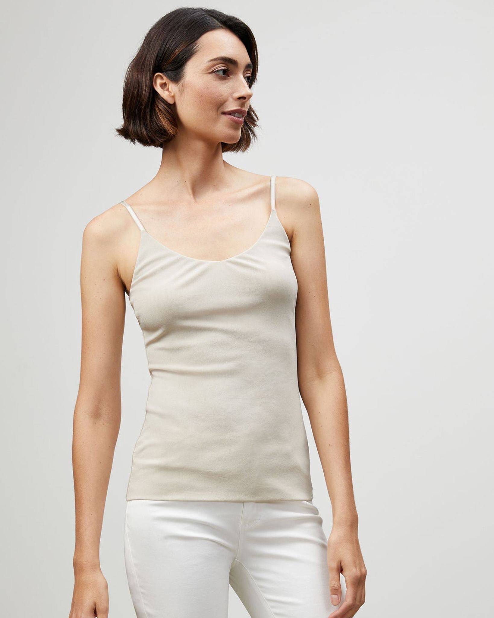 Mesh Jersey Camisole-Clothing-Lafayette 148-Khaki-XS-Mercantile Portland