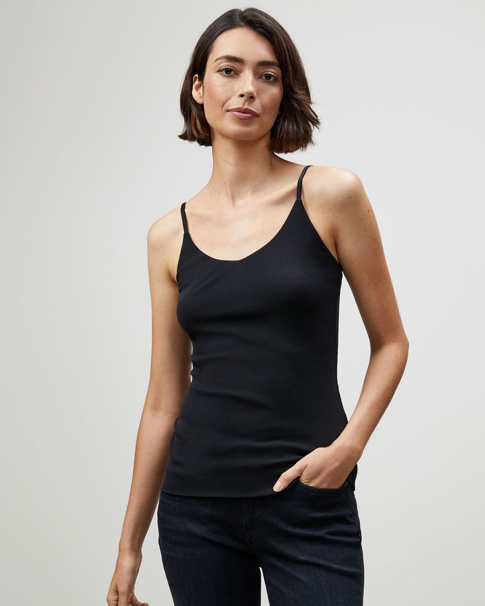 Mesh Jersey Camisole-Tops-Lafayette 148-Black-XS-Mercantile Portland