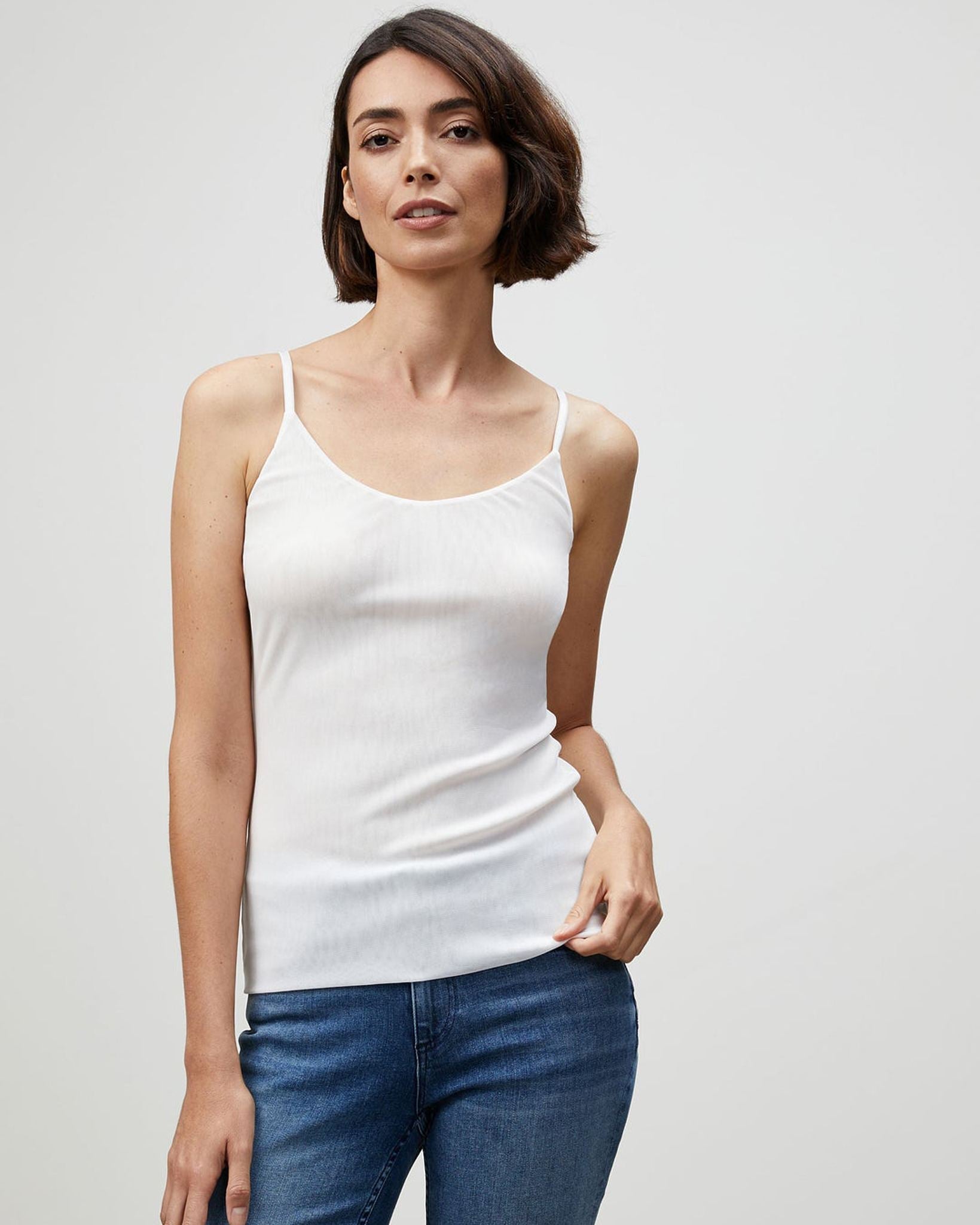 Mesh Jersey Camisole-Tops-Lafayette 148-Cloud-XS-Mercantile Portland