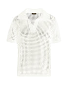 Mesh-Knit Polo Shirt-Shirts-Akris Punto-Cream-2-Mercantile Portland