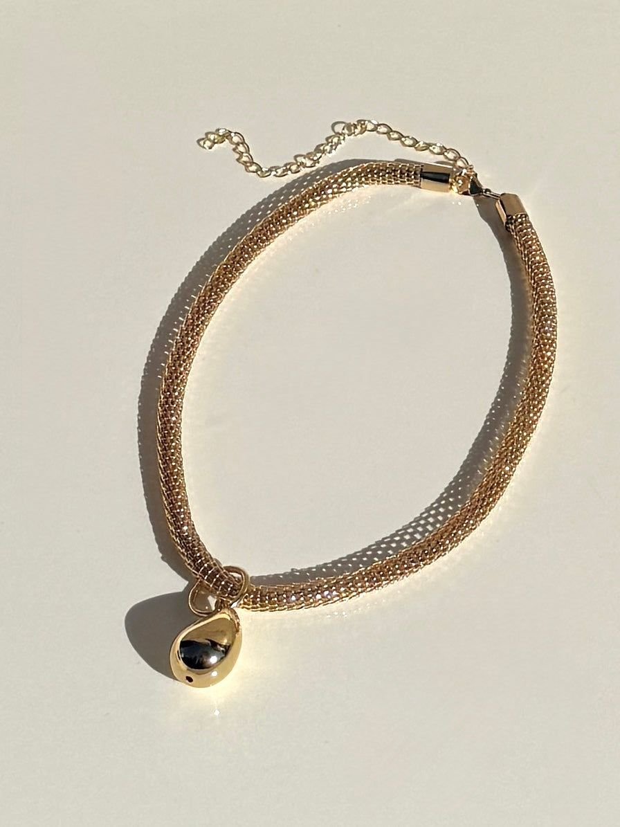 Mesh Snake Chain with Bean Pendant-Jewlery-Paula Rosen-Mercantile Portland