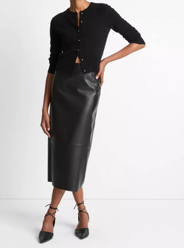 Metal-Button Wool & Cashmere Cardigan-Clothing-Vince-Black-XXS-Mercantile Portland