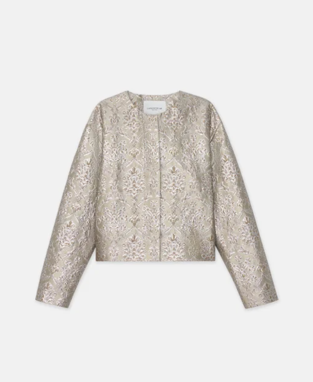 Metallic Baroque Botanical Brocade Collarless Jacket-Clothing-Lafayette 148-Natural Multi-XS-Mercantile Portland