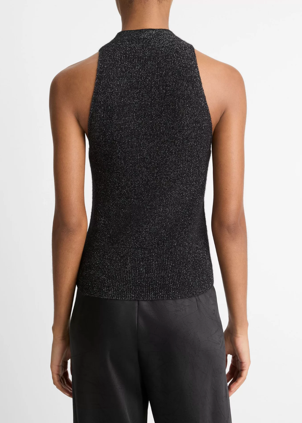 Metallic Mock Neck Tank-Clothing-Vince-Black Metallic-XXS-Mercantile Portland