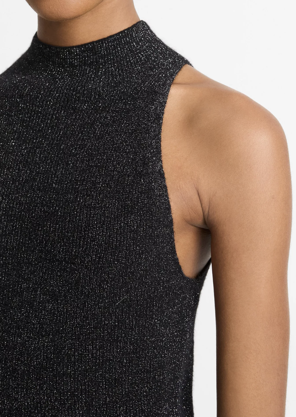 Metallic Mock Neck Tank-Clothing-Vince-Black Metallic-XXS-Mercantile Portland