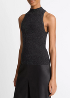 Metallic Mock Neck Tank-Clothing-Vince-Black Metallic-XXS-Mercantile Portland