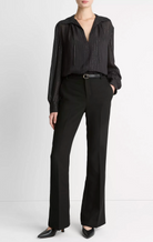 Metallic-Stripe Gathered Blouse-Shirts-Vince-Black-XS-Mercantile Portland