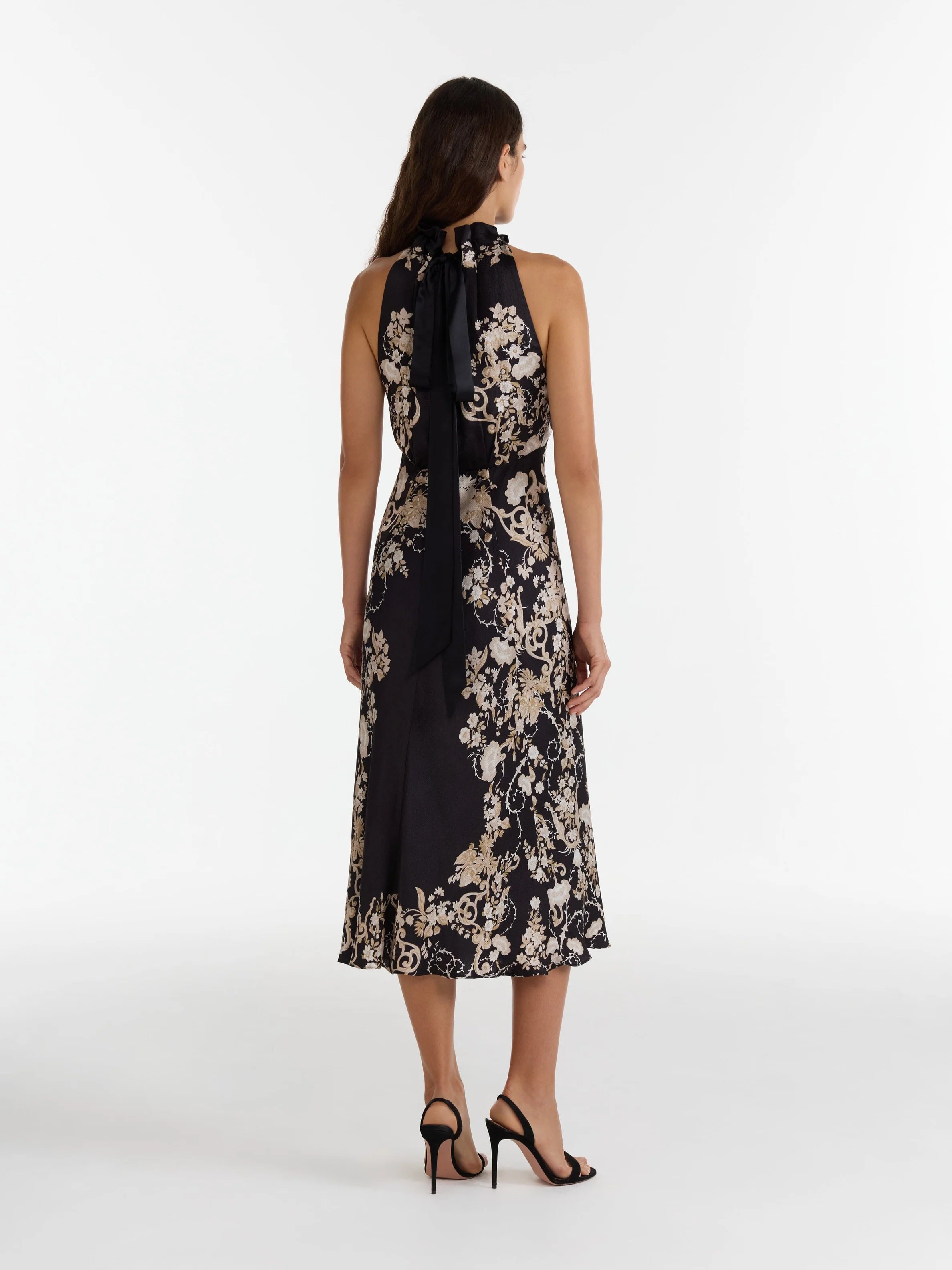Michelle Midi Dress in Nerine Noir-Dresses-Saloni-0-Nerine Noir-Mercantile Portland