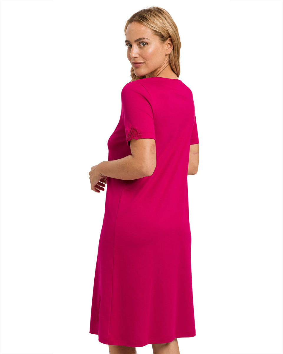 Michelle Short Sleeve Nightgown-Sleepwear-Hanro-Fuchsia-XS-Mercantile Portland