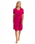 Michelle Short Sleeve Nightgown-Sleepwear-Hanro-Fuchsia-XS-Mercantile Portland
