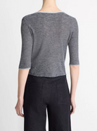 Micro-Stripe Cashmere-Silk Cardigan-Clothing-Vince-Coastal Blue-XXS-Mercantile Portland
