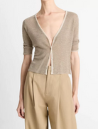 Micro-Stripe Cashmere-Silk Cardigan-Clothing-Vince-Coastal Blue-XXS-Mercantile Portland