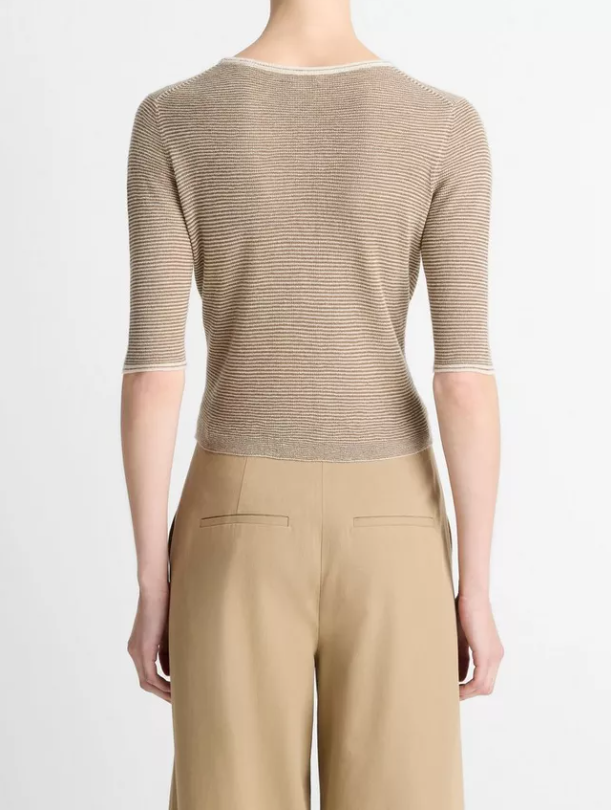 Micro-Stripe Cashmere-Silk Cardigan-Clothing-Vince-Coastal Blue-XXS-Mercantile Portland