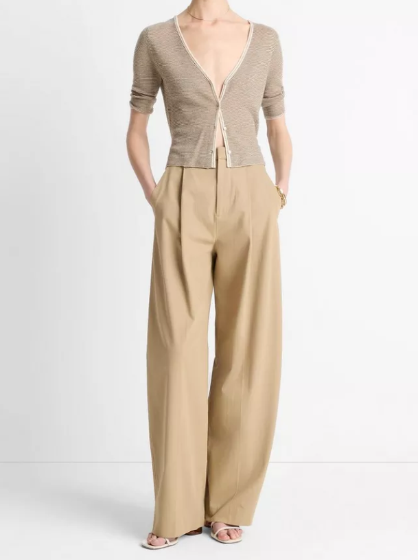 Micro-Stripe Cashmere-Silk Cardigan-Clothing-Vince-Coastal Blue-XXS-Mercantile Portland