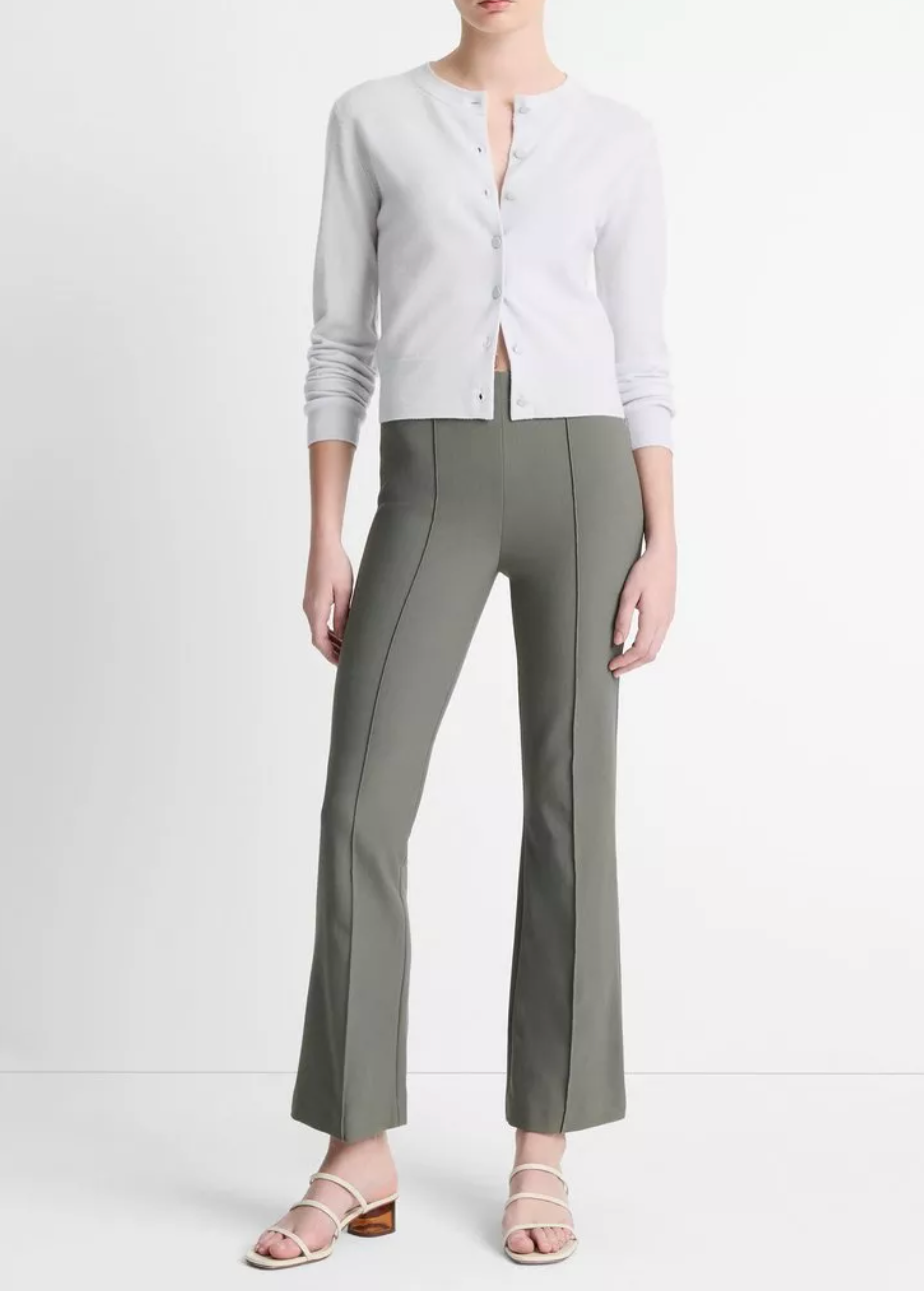 Mid-Rise Pintuck Crop Flare Pant-Clothing-Vince-Pebble-XXS-Mercantile Portland