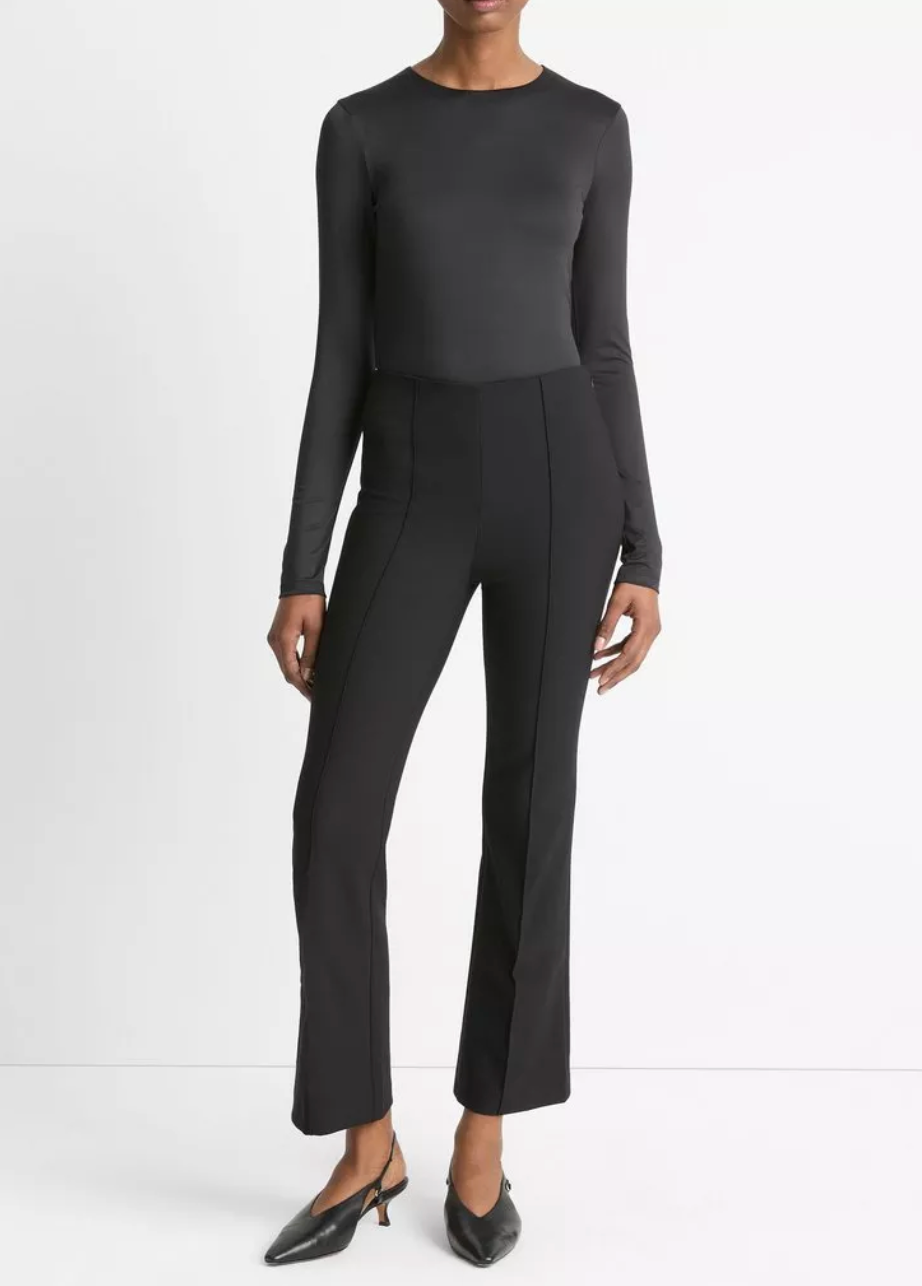 Mid-Rise Pintuck Crop Flare Pant in Black-Pants-Vince-OBS-XL-Mercantile Portland