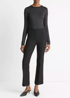 Mid-Rise Pintuck Crop Flare Pant in Black-Pants-Vince-Black-XXS-Mercantile Portland