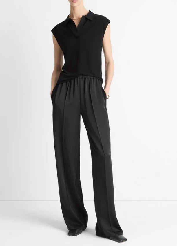 Mid Rise Side Strap Pull On Pant-Clothing-Vince-Black-XXS-Mercantile Portland