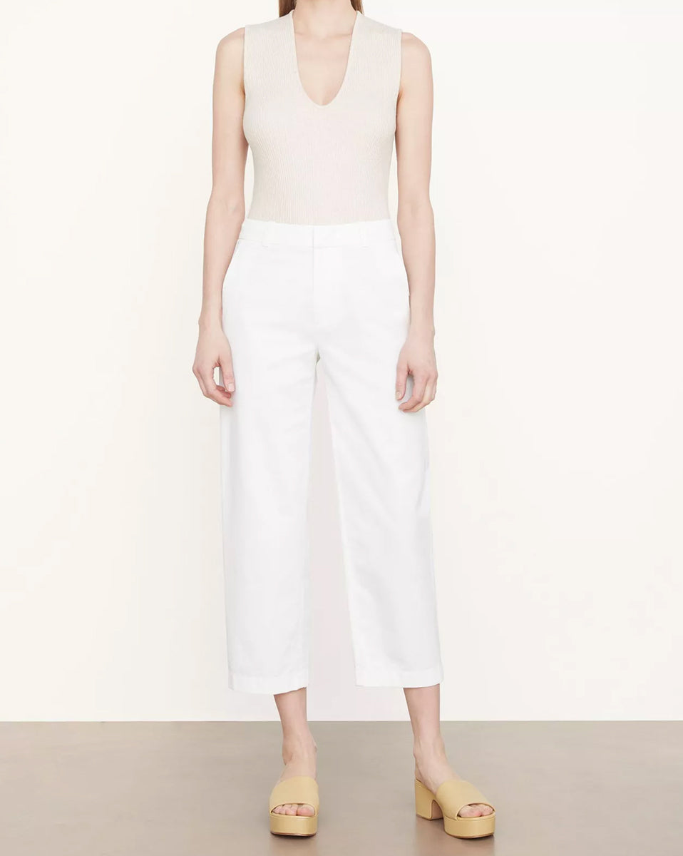 Mid-Rise Washed Cotton Crop Pant-Pants-Vince-Off White-10-Mercantile Portland