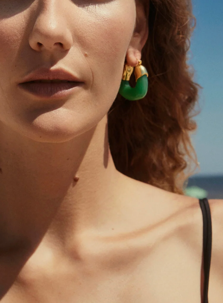 Mini Organic Hoop Earrings in Sage-Jewelry-Lizzie Fortunato-Green-OS-Mercantile Portland