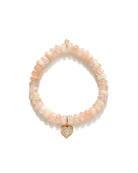 Mini Pave Heart Morganite Bead Bracelet-Jewelry-Sydney Evan-OS-Mercantile Portland