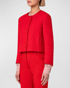 Mix Media Boucle Tweed Short Jacket-Jackets-Akris Punto-Red-2-Mercantile Portland