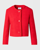 Mix Media Boucle Tweed Short Jacket-Jackets-Akris Punto-Red-2-Mercantile Portland
