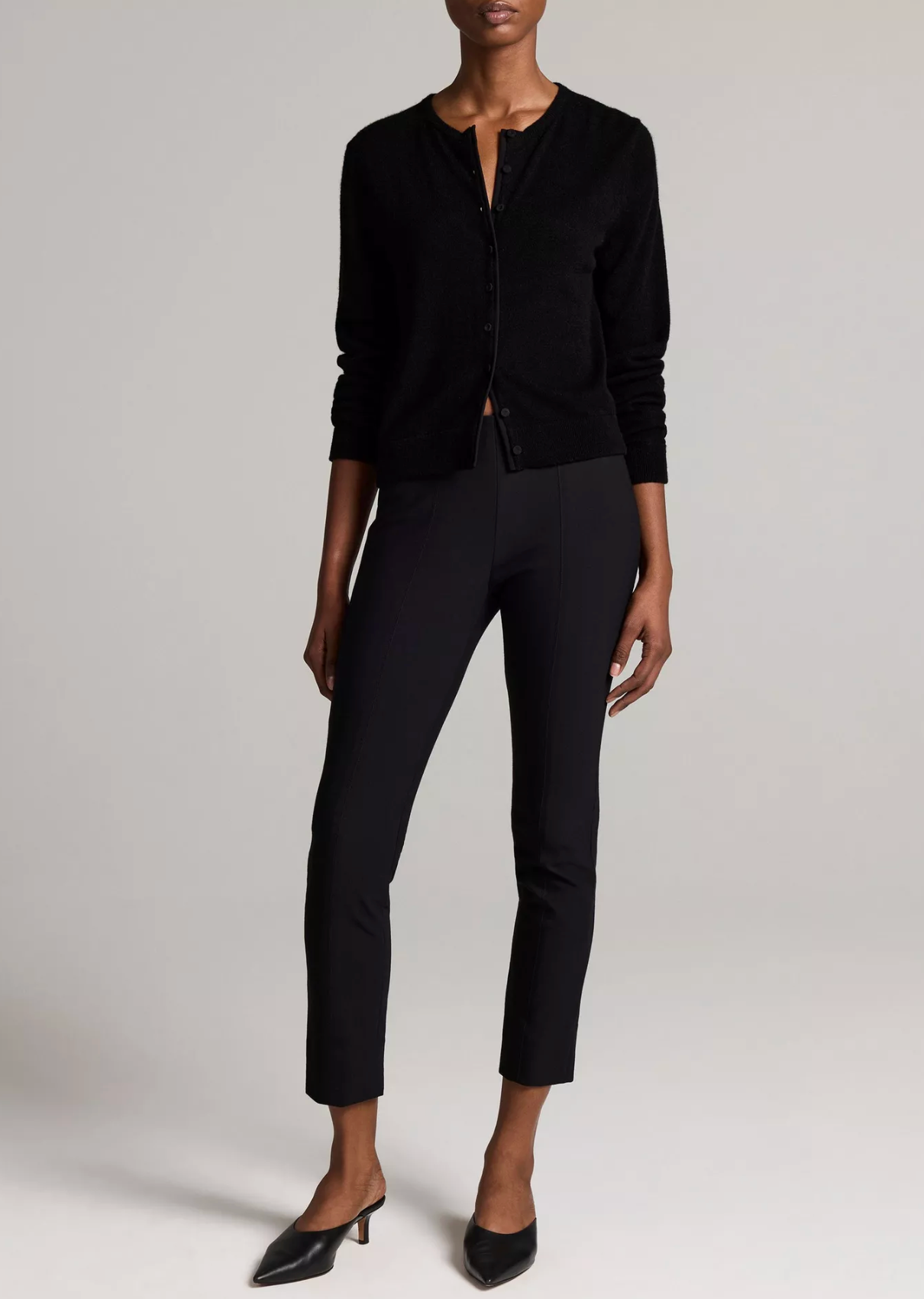 Mixed-Media Cardigan in Black-Sweaters-Vince-Black-XXS-Mercantile Portland