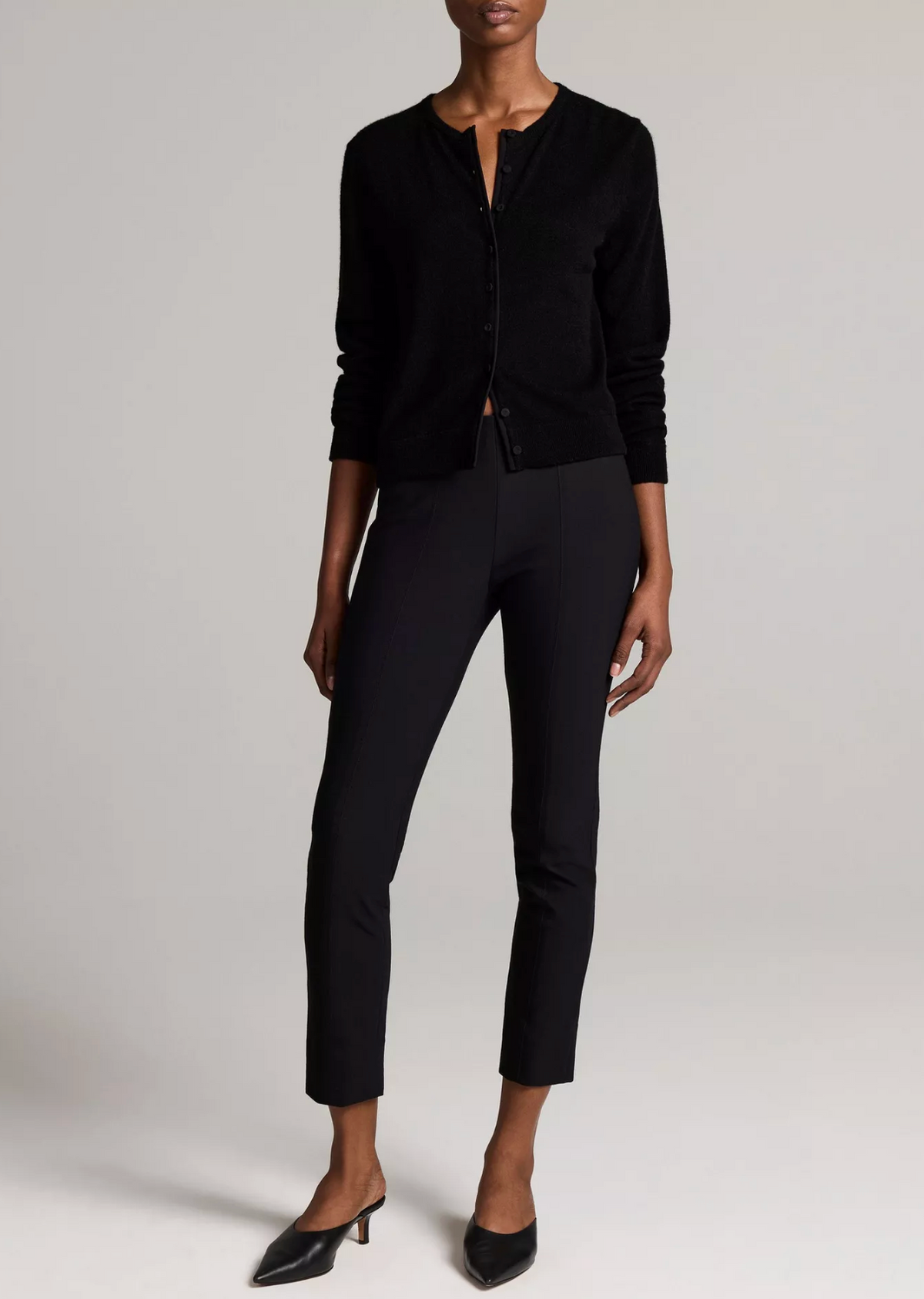 Mixed-Media Cardigan in Black-Sweaters-Vince-Black-XXS-Mercantile Portland