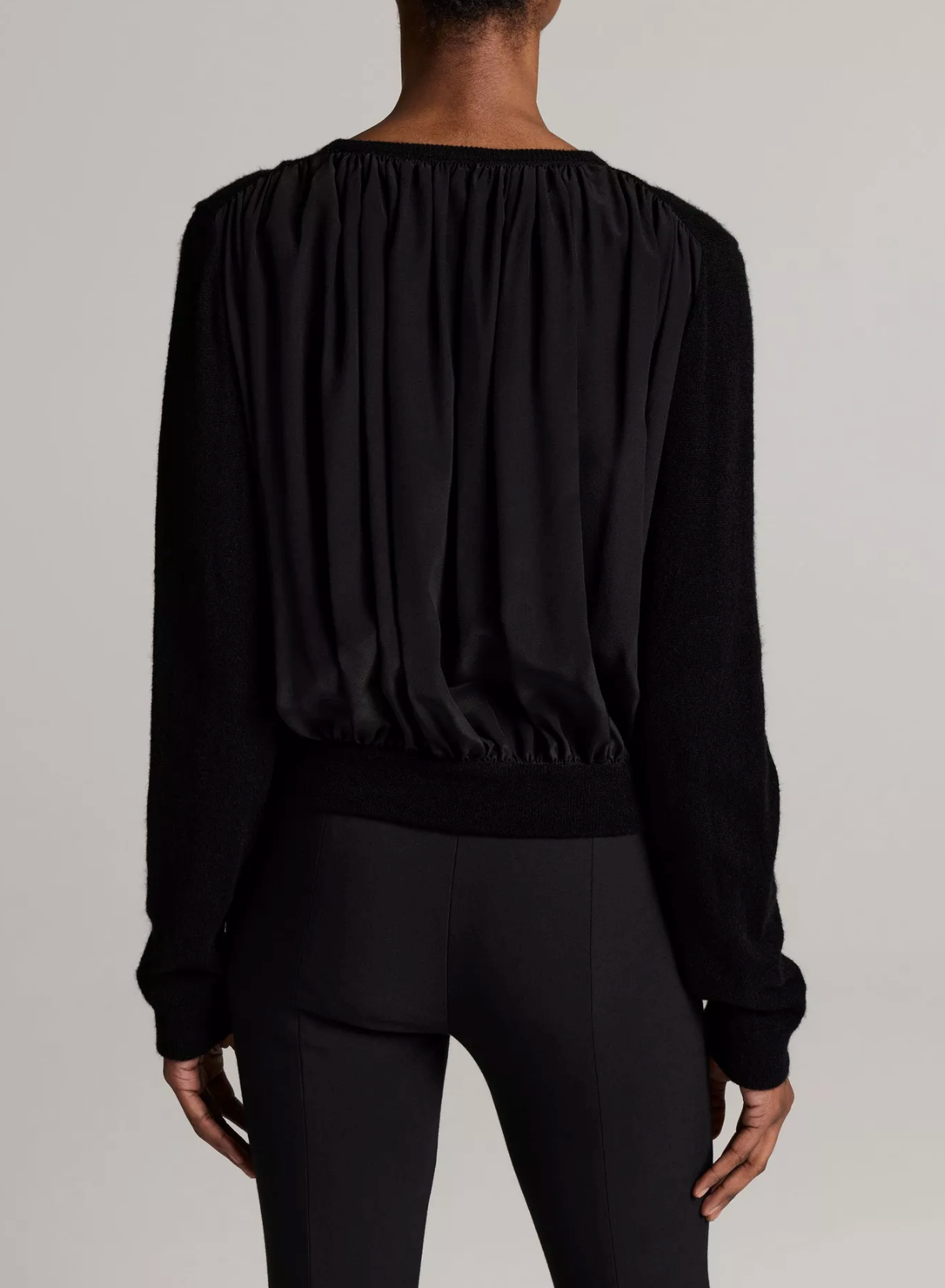 Mixed-Media Cardigan in Black-Sweaters-Vince-Black-XXS-Mercantile Portland