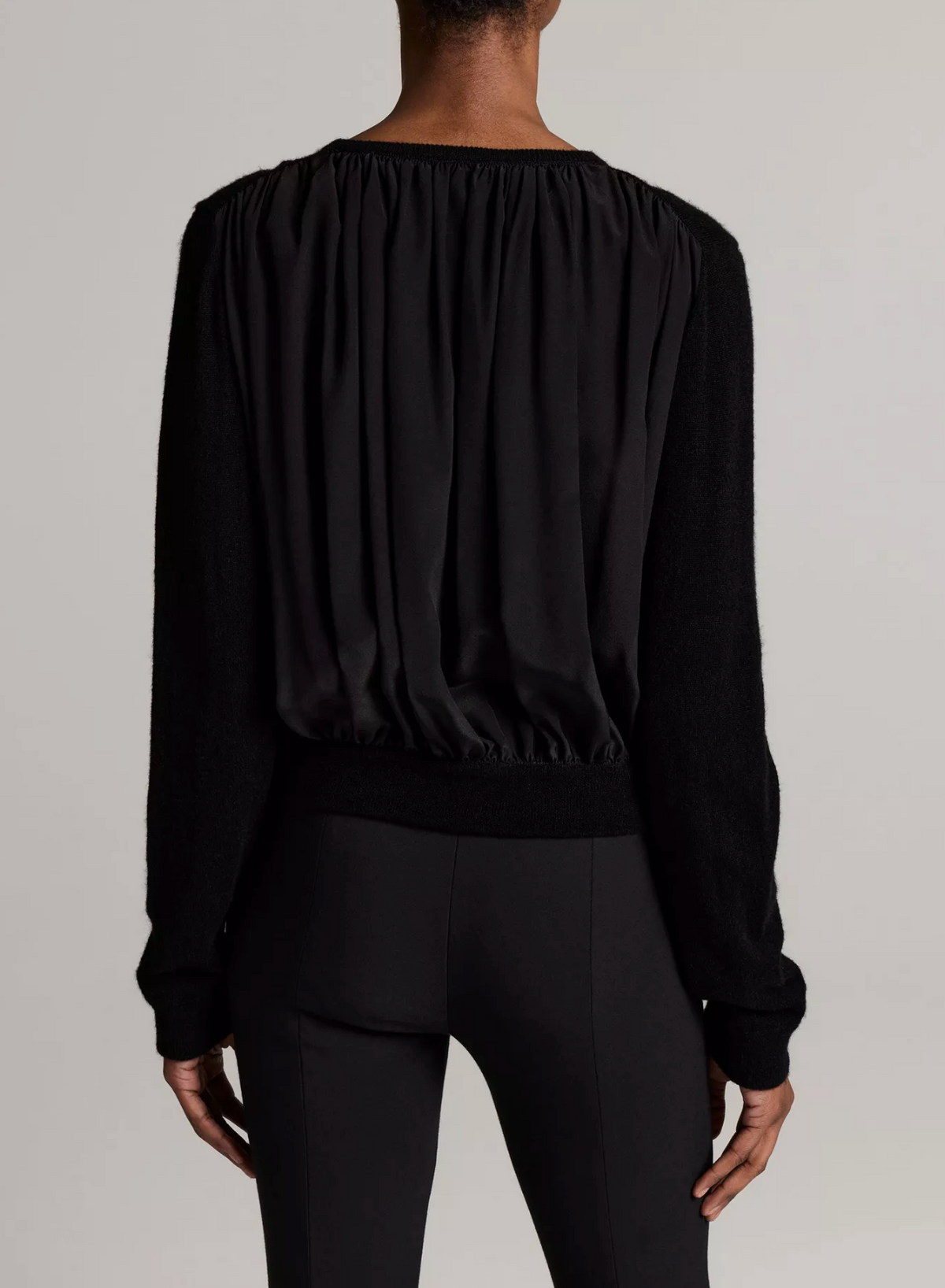 Mixed-Media Cardigan in Black-Sweaters-Vince-Black-XXS-Mercantile Portland