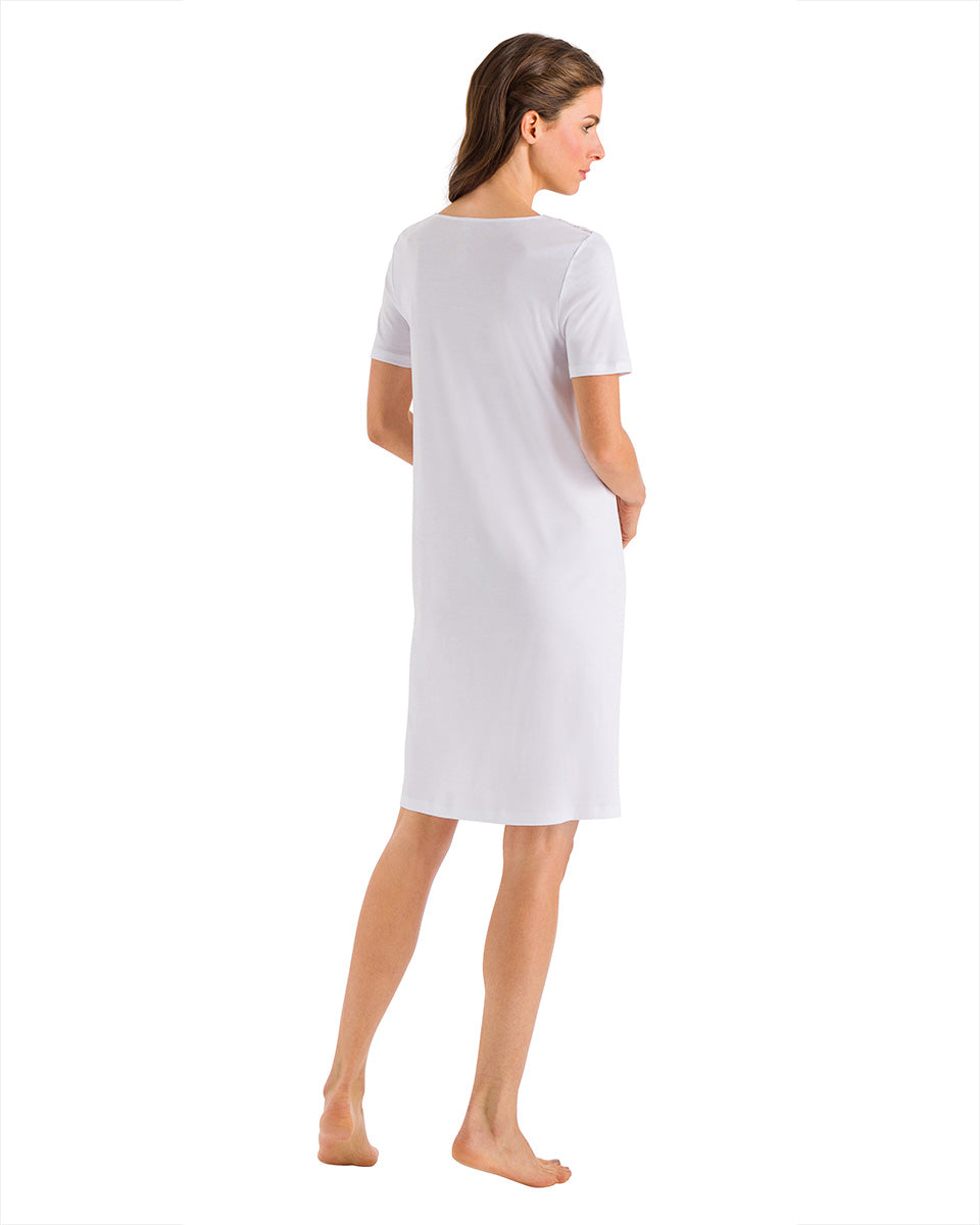 Moments Short Sleeve Gown-Sleepwear-Hanro-White-XS-Mercantile Portland
