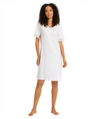 Moments Short Sleeve Nightgown-Sleepwear-Hanro-White-XS-Mercantile Portland