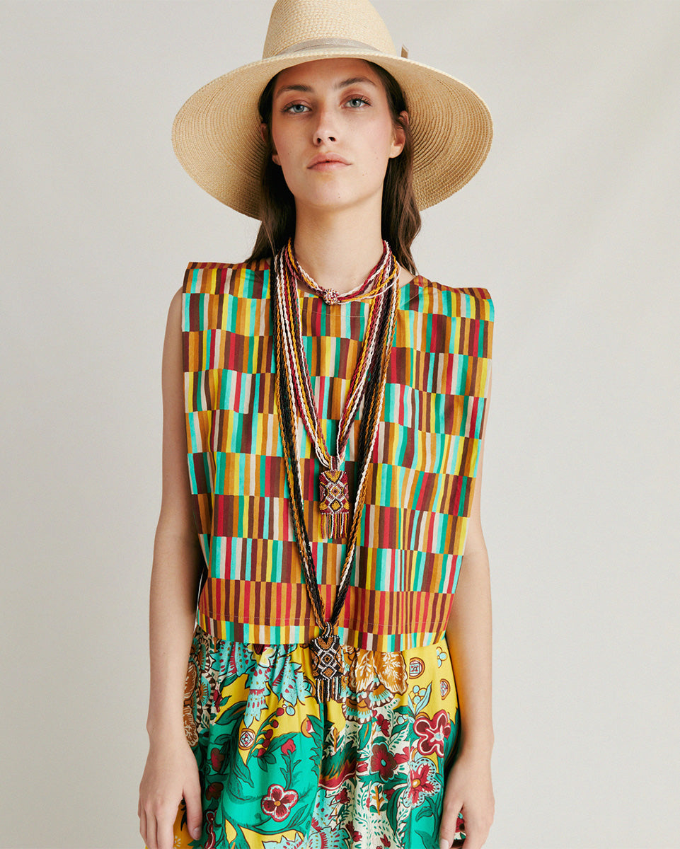 Moon Top in Poplin-Tops-Momoni-Multicolour Yellow-38-Mercantile Portland