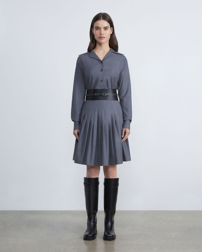 Responsible Brushed Wool Pleated Skirt-Lafayette 148-Mercantile Portland