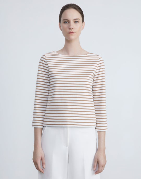 Breton Stripe Cotton Jersey Shirt-Lafayette 148-Mercantile Portland