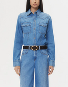 Mustang Sally Denim Snap Button Shirt-Clothing-TWP-Vintage Wash-XXS-Mercantile Portland