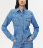 Mustang Sally Denim Snap Button Shirt-Clothing-TWP-Vintage Wash-XXS-Mercantile Portland
