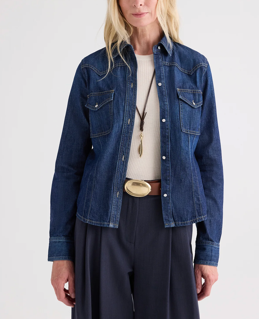 Mustang Sally with Snaps-Shirts-TWP-Dark Stone-XS-Mercantile Portland