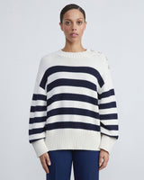 Nautical Stripe Cotton-Wool Chainette Sweater-Lafayette 148-Mercantile Portland