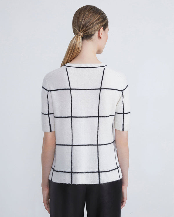 Tile Grid Cashmere Intarsia Sweater-Lafayette 148-Mercantile Portland