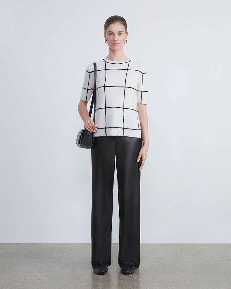 Tile Grid Cashmere Intarsia Sweater-Lafayette 148-Mercantile Portland