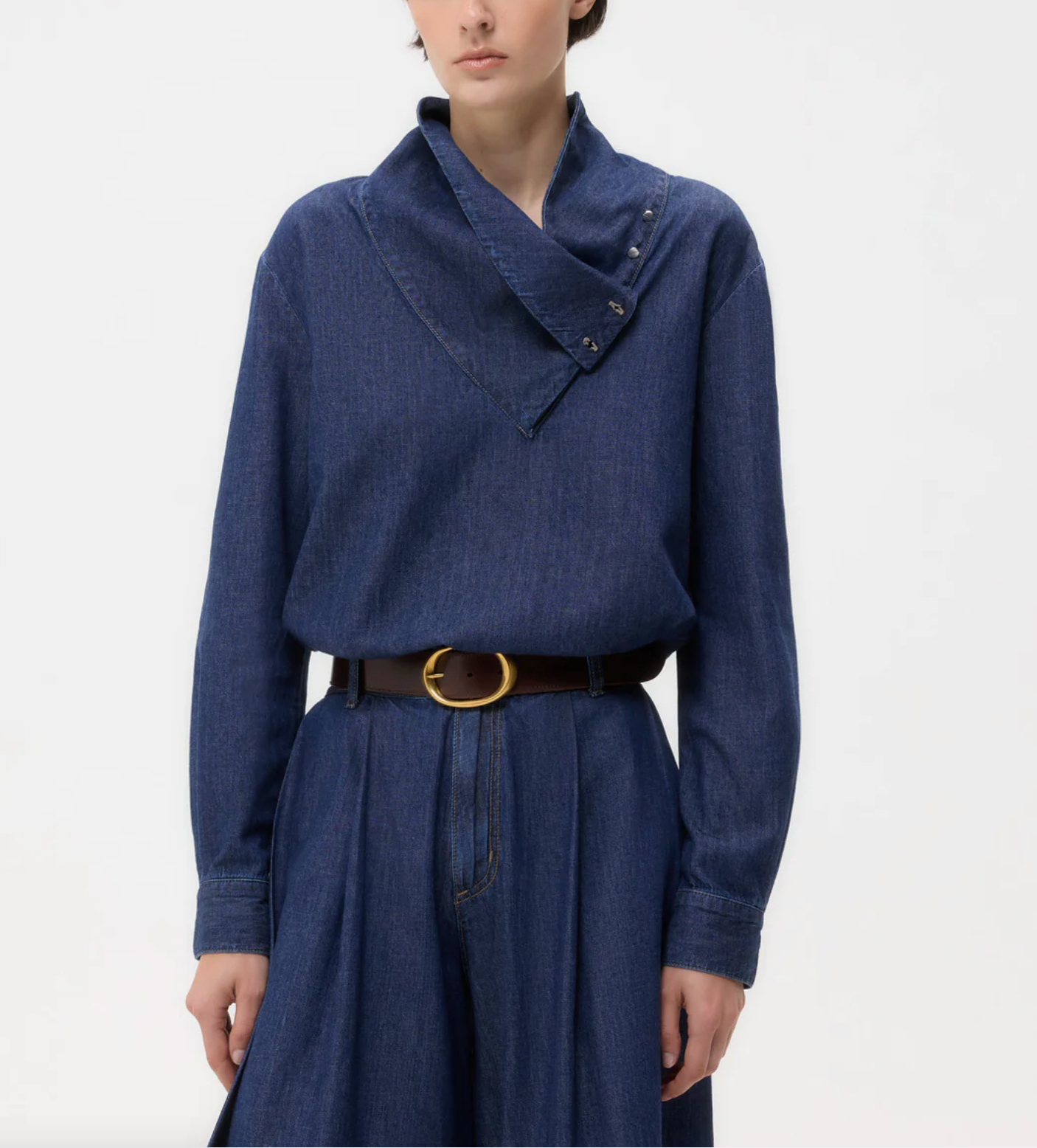 My Maria Top in Shirting Denim-Shirts-TWP-Dark Stone-XXS-Mercantile Portland