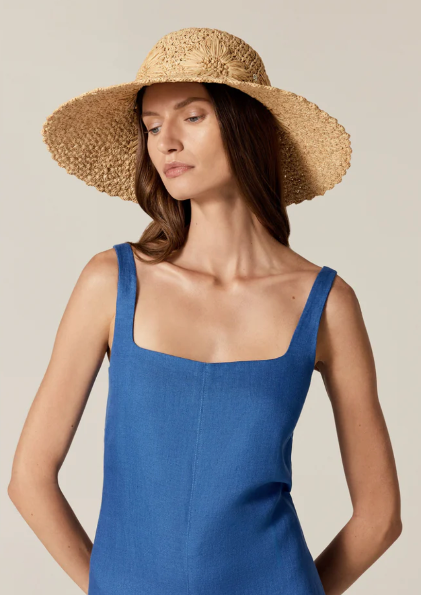 Nadia Raffia Chrochet Sun Hat-Hats-Helen Kaminski-Natural-OS-Mercantile Portland