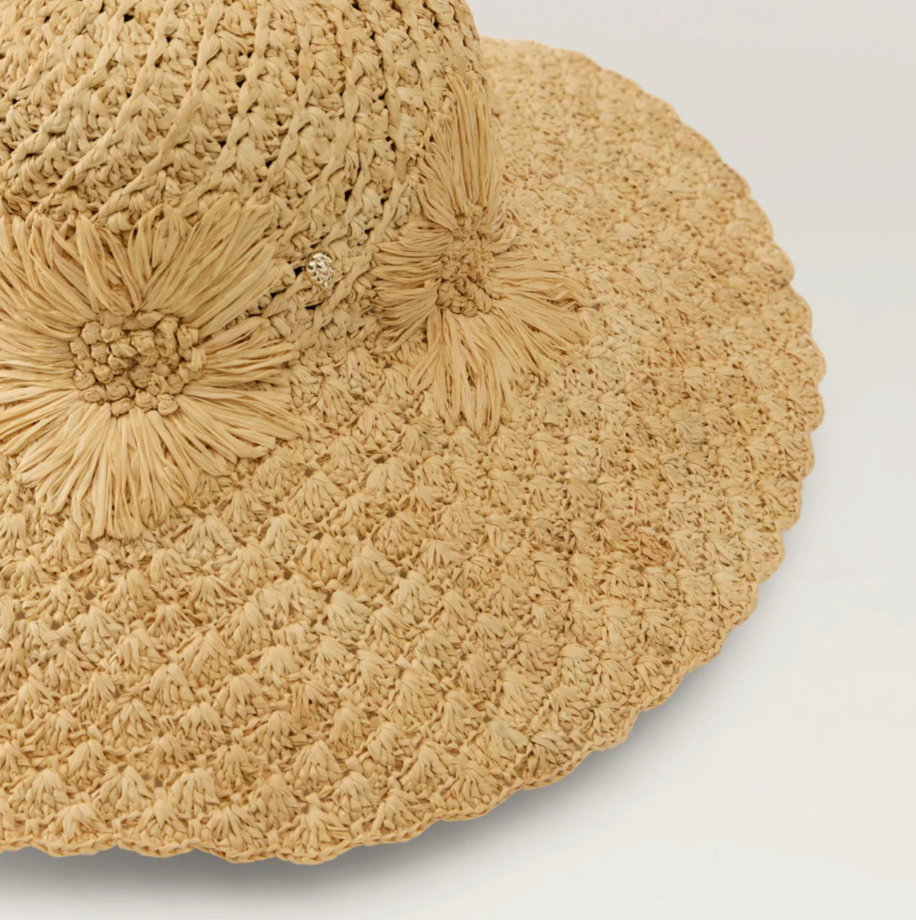 Nadia Raffia Chrochet Sun Hat-Hats-Helen Kaminski-Natural-OS-Mercantile Portland