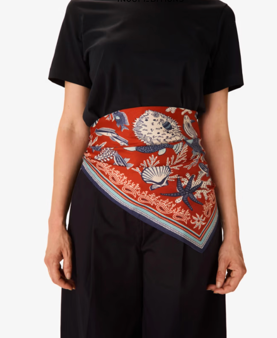 Neptune Square Scarf in Terracotta-Scarves and Wraps-Inoui Editions-Terracotta-OS-Mercantile Portland