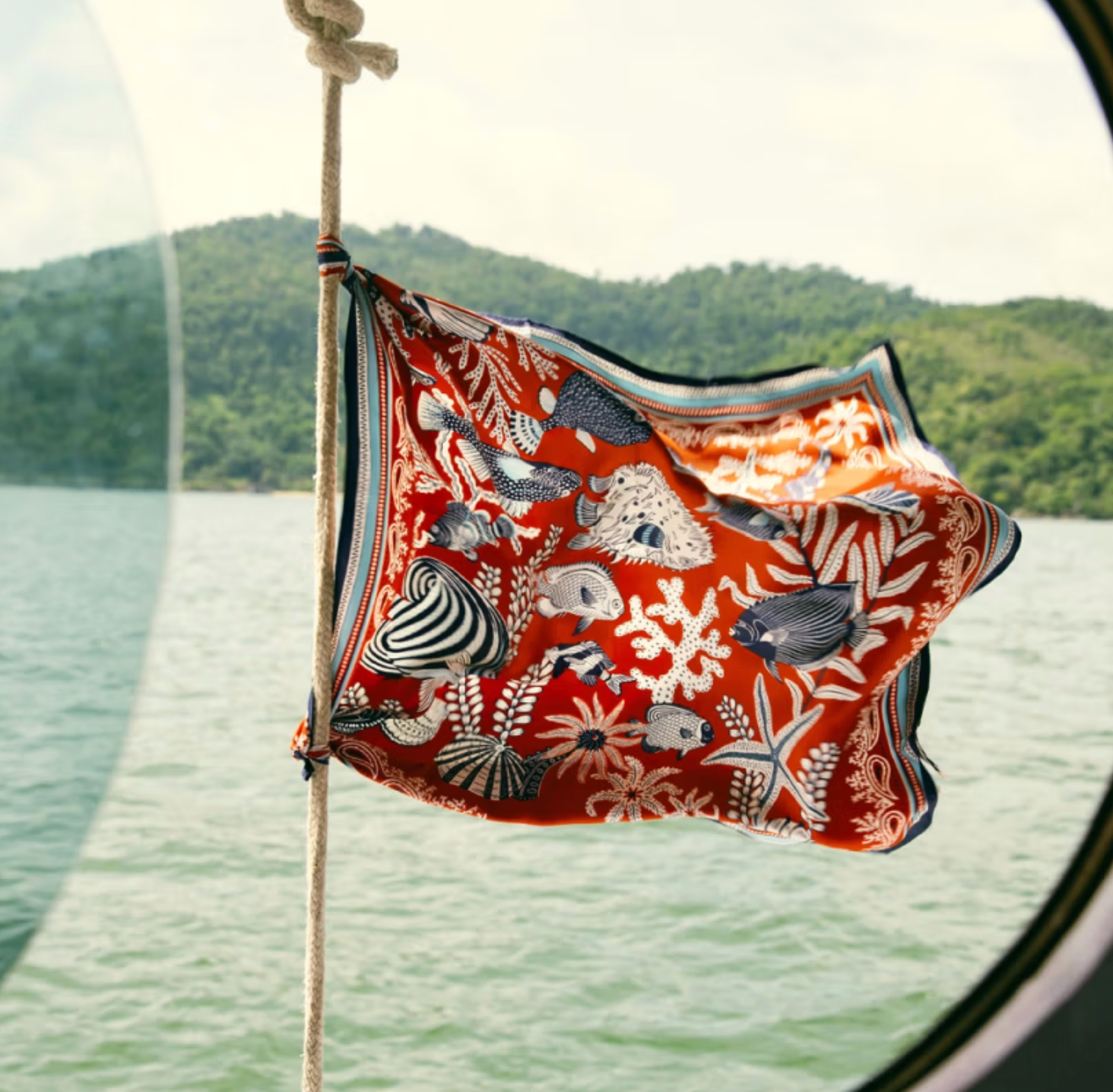 Neptune Square Scarf in Terracotta-Scarves and Wraps-Inoui Editions-Terracotta-OS-Mercantile Portland