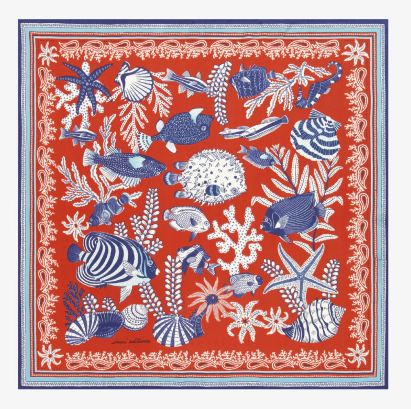 Neptune Square Scarf in Terracotta-Scarves and Wraps-Inoui Editions-Terracotta-OS-Mercantile Portland