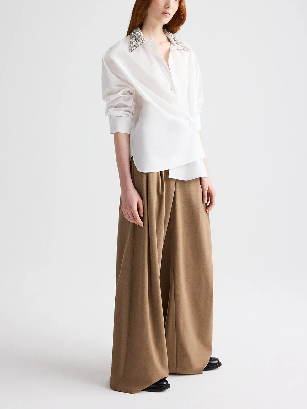 New Earl Shirt with Crystal Collar-Shirts-TWP-White-P-Mercantile Portland